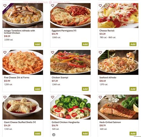 Specialties Inspired by Italian generosity and love of amazing food, our menu has something for everyone and features a variety of Italian specialties, including classic and filled pastas, chicken, seafood and beef. . Olive garden italian restaurant east point menu
